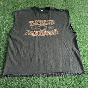 Harley-Davidson Spellout Shield Bar Logo Sleeveless T-Shirt Mens 3XL Faded Black